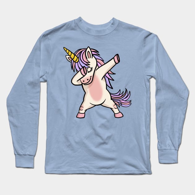 Dabbing Unicorn Cute Unicorns Lover Gift Long Sleeve T-Shirt by basselelkadi